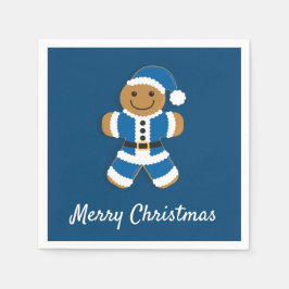 Santa Gingerbread Man Blue | Paper Napkin Serviette
