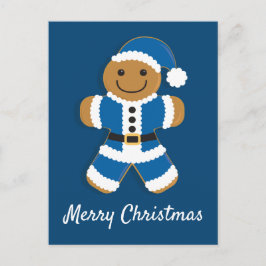 Santa Gingerbread Man Blue | Postkarte