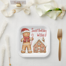 Santa Gingerbread man Paper Plate Pappteller