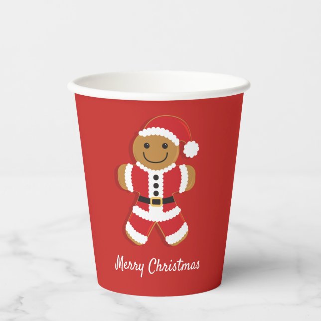 Santa Gingerbread Mann Weihnachten Pappbecher (Vorderseite)