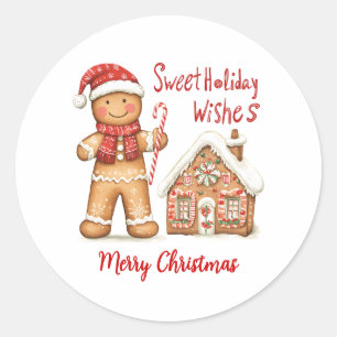 Santa Gingerbread Mann Weihnachten Runder Aufkleber