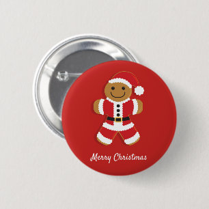 Santa Gingerbrot Mann  Button