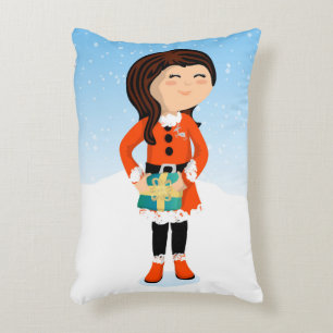 Santa Girl and Boy Accent Pillow Dekokissen