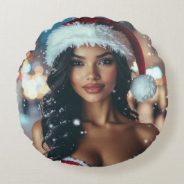 Santa Girl - Ho Ho Ho - Christmas Rundes Kissen