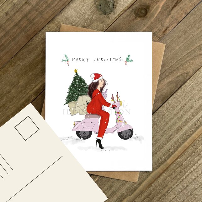 Santa girl, Weihnachten, Postkarte (Von Creator hochgeladen)
