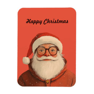 Santa   Glückliche Weihnachtskarte Magnet
