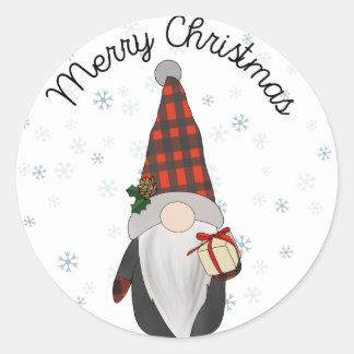 Santa Gnome 1 Runder Aufkleber