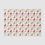 Santa Gnome and Stocking Christmas Pattern Seidenpapier<br><div class="desc">The cute pattern on this festive Christmas tissue paper is of a little white bearded gnome dressed as Santa Claus and a striped stocking full of Holiday goodies. Along with those images are candy canes,  gold stars,  and text that says "MERRY CHRISTMAS" and "Happy New Year".</div>