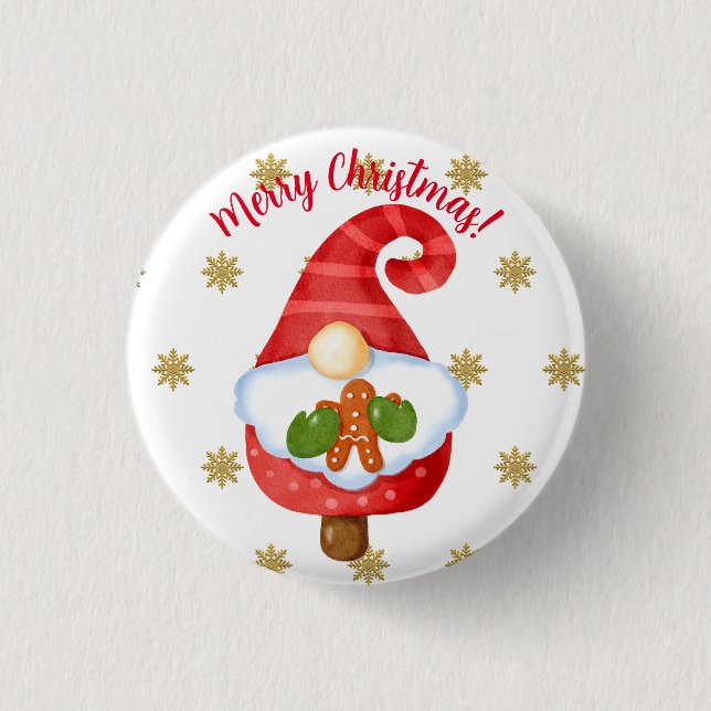 Santa Gnome Button (Vorderseite)
