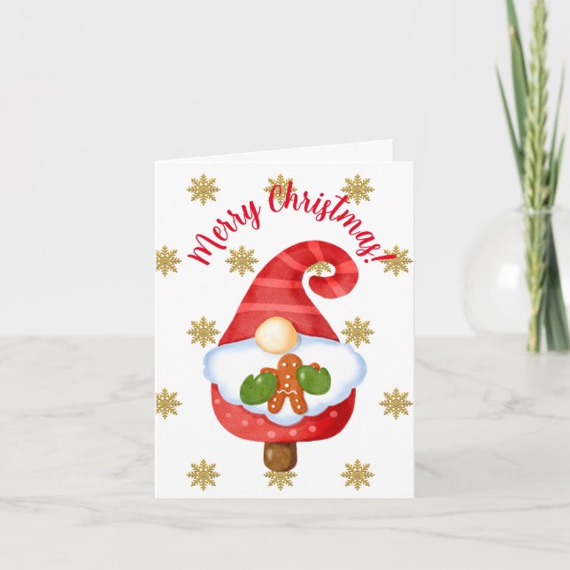 Santa Gnome Feiertagskarte (Vorderseite)