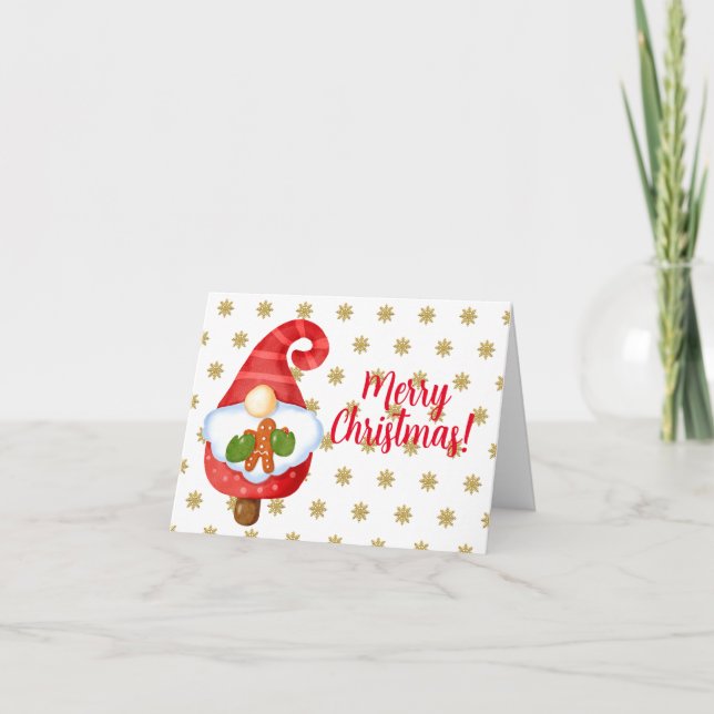 Santa Gnome Feiertagskarte (Vorderseite)