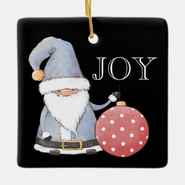 Santa Gnome Rote Ornament Editable Weihnachten (Vorderseite)