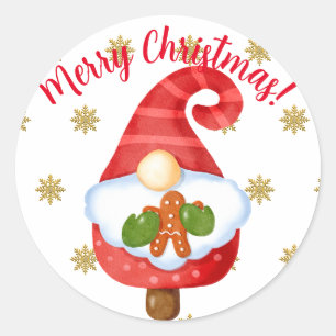 Santa Gnome Runder Aufkleber