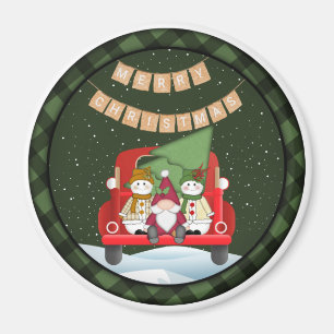 Santa Gnome und Snowmen Magnet