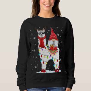 Santa Gnomes Riding Llama Rentier Weihnachtslicht Sweatshirt