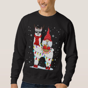Santa Gnomes Riding Llama Rentier Weihnachtslicht Sweatshirt