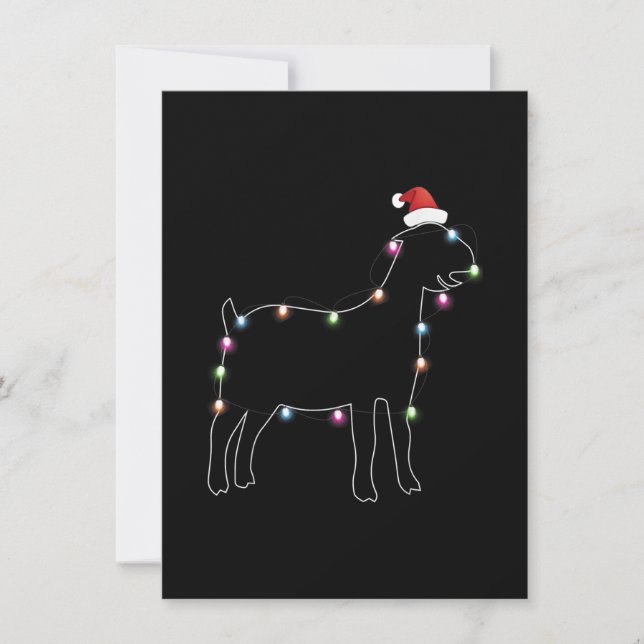 Santa Goat Weihnachtsfarbe LED Light Xmas Ziege Einladung (Vorderseite)