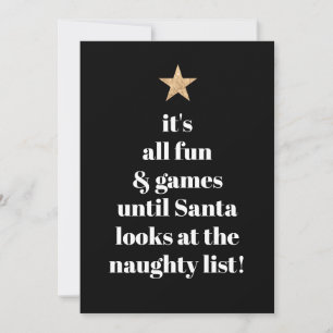 Santa Gold Stern Moderne Baum Schrift Lustig Humor Feiertagskarte