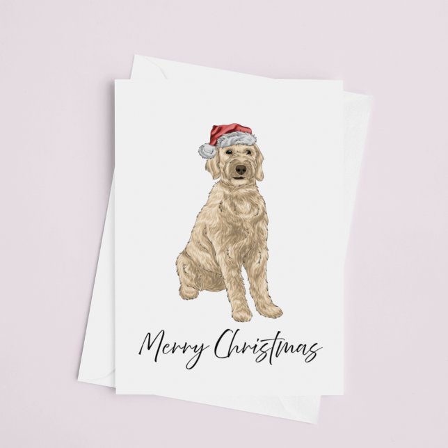 Santa Golden Doodle Watercolor Christmas Card Karte (Von Creator hochgeladen)