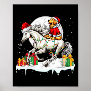Santa Golden Retriever Reiten Weihnachten Poster
