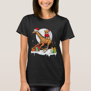 Santa Golden Retriever Ride Giraffe Weihnachten T-Shirt