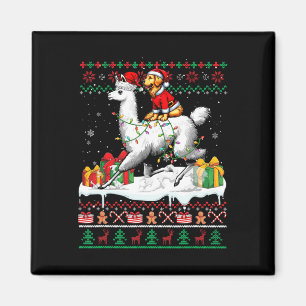 Santa Golden Retriever Riding Llama Weihnachten Sc Magnet