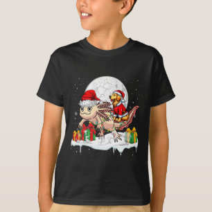 Santa Golden Retriever Riving Axolotl T-Shirt