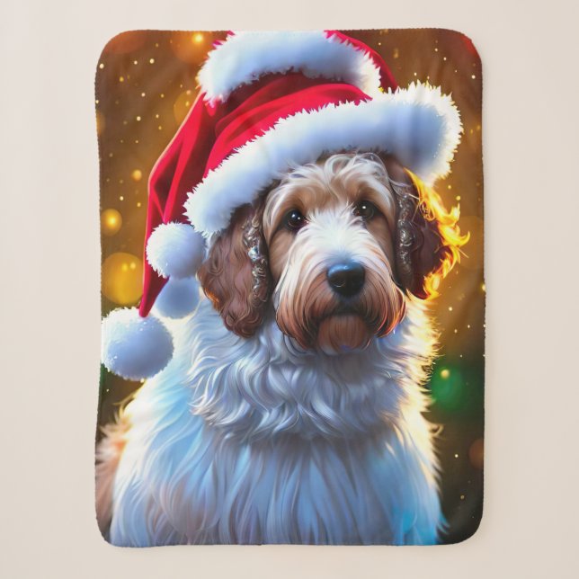 Santa Goldendoodle, Niedlicher Weihnachtshund Blan Sherpadecke (Vorderseite)