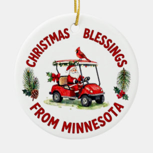 Santa Golfen im Minnesota-Feiertag  Keramik Ornament