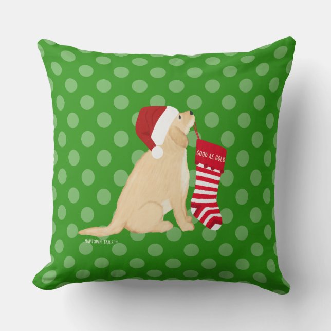Santa Good as Gold Weihnachtskissen Polka Dot Kissen (Vorderseite)