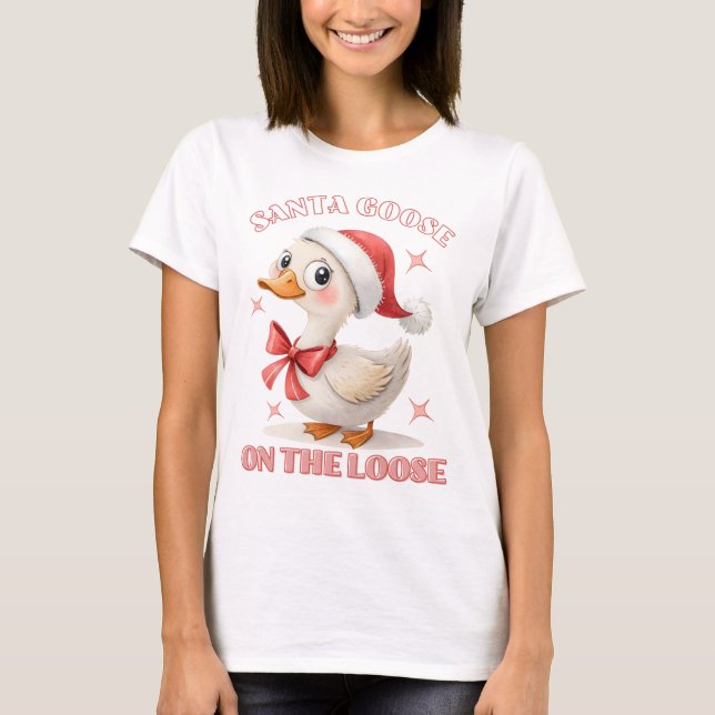 Santa Gose auf Loose - Funny Christmas Gans T-Shirt (Vorderseite)