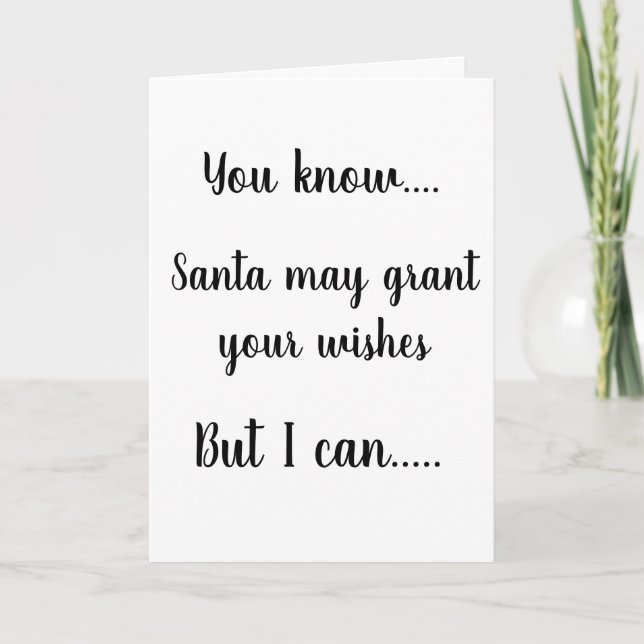 **SANTA GRANTS WISHES - ICH GEBE IHNEN KISSEN** KARTE (Vorderseite)