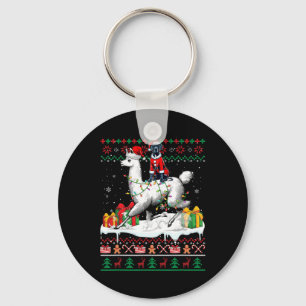 Santa Great Dane Riding Llama Weihnachtssüßer Lo Schlüsselanhänger