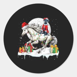 Santa Great Dane Riding Pferd Weihnachtsbesitzer K Runder Aufkleber