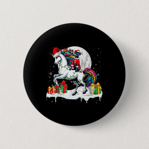 Santa Great Dane Riding Unicorn Weihnachtsbesitzer Button