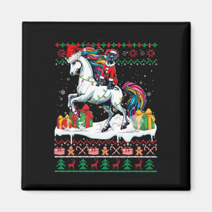 Santa Great Dane Riding Unicorn Weihnachtssüßer Magnet