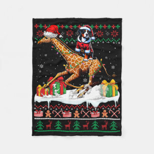 Santa Greater Swiss Mountain Riding Giraffe Xmas S Fleecedecke