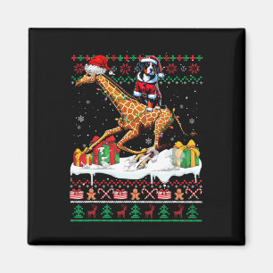 Santa Greater Swiss Mountain Riding Giraffe Xmas S Magnet