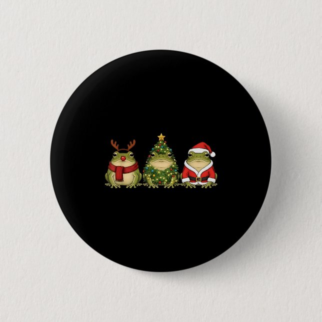 Santa Green Frog Christmas Tree Frog Lover Animal  Button (Vorderseite)