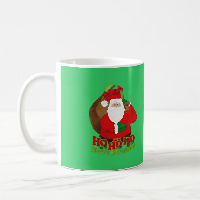 Santa Green "Wenn du nicht glaubst..." lustige Tas Kaffeetasse (Links)