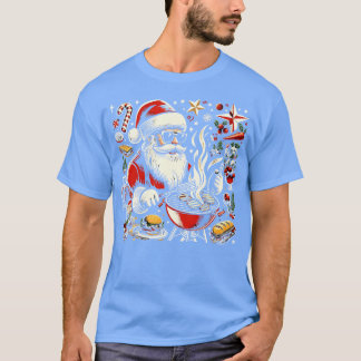 Santa grillt mit Sonnenbrille umgeben von W T-Shirt
