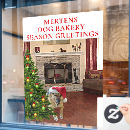 Santa GSD Dog Christmas Tree Zuhause Store Vinyl L Fensteraufkleber