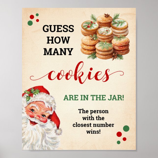 Santa Guess Wie viele Cookies Spiel Weihnachtszeic Poster (Vorne)