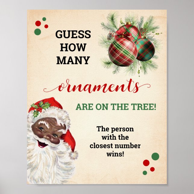 Santa Guess Wie viele Ornamente Spiel Weihnachtsze Poster (Vorne)