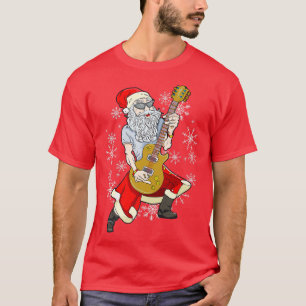 Santa Guitarist Musician Rock Bass Gitarre Player  T-Shirt
