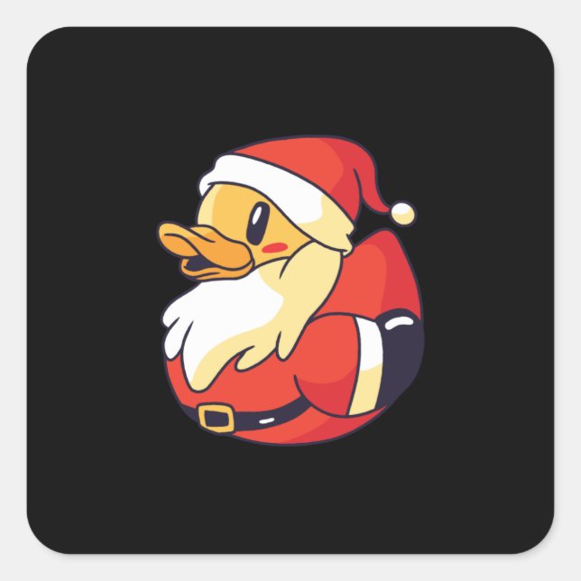 Santa Gummiente Quadratischer Aufkleber (Vorderseite)