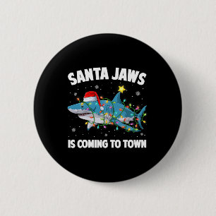 Santa Hai-Christmaslichter Fröhliches Sharkmas Wei Button