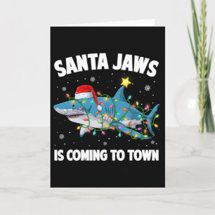 Santa Hai-Christmaslichter Fröhliches Sharkmas Wei Karte