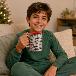 Santa-Hai-Muster Zweifarbige Tasse