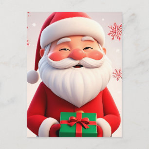 Santa hält Geschenkbox bereit für Weihnachten Postkarte